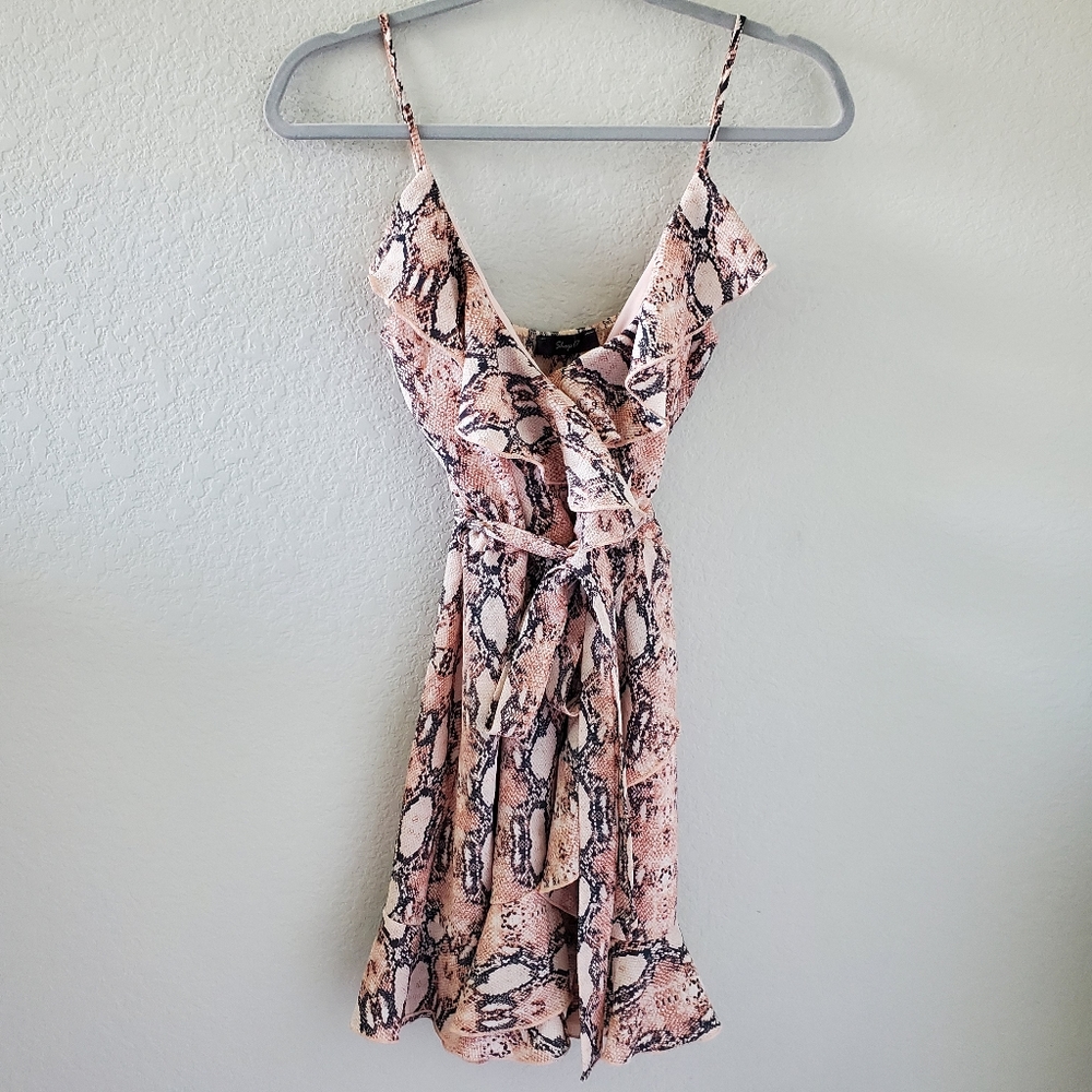 Shop17 animal snake print ruffle belted romper